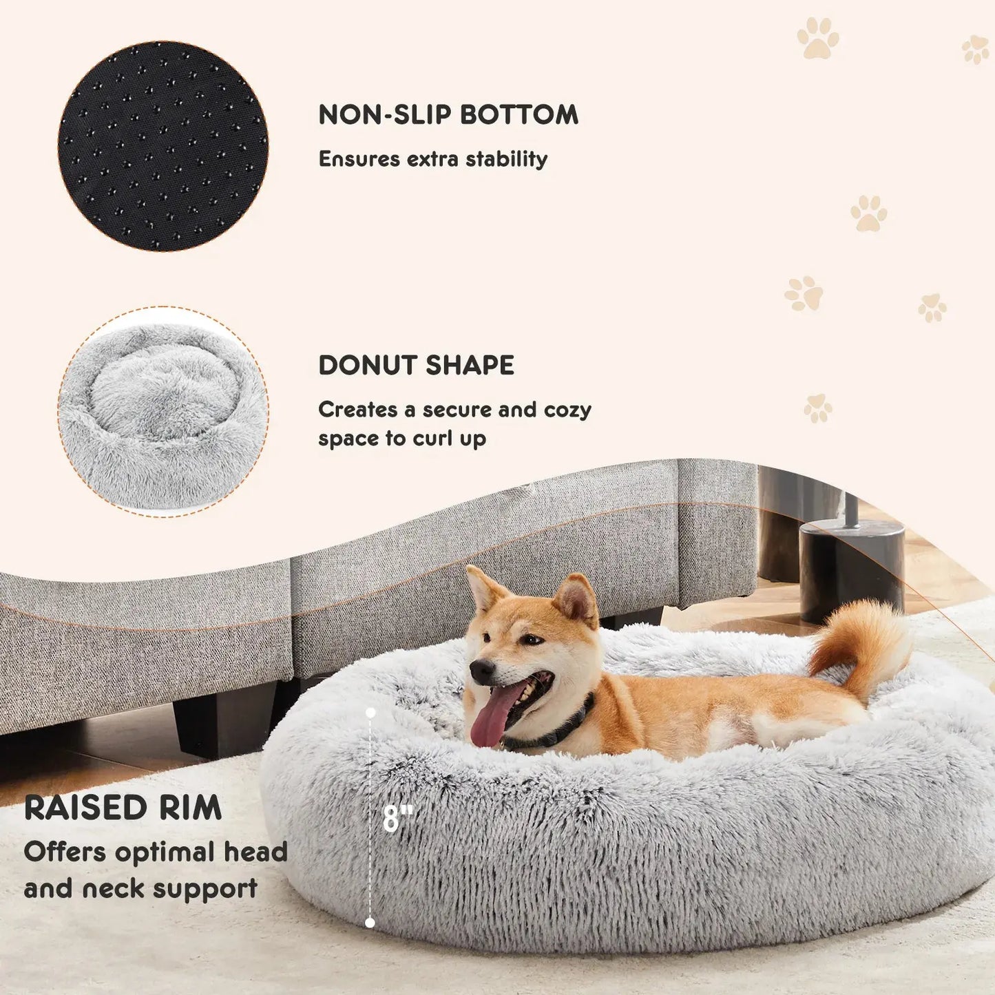 Round Fluffy Anti-Slip Cat/Dog Bed