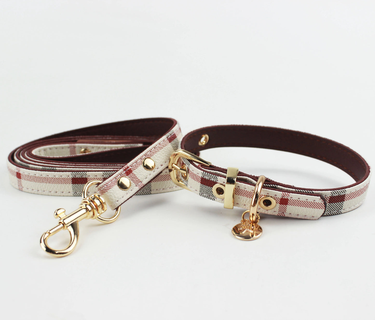 Luxury Leather Pet Collar & Leash Set
