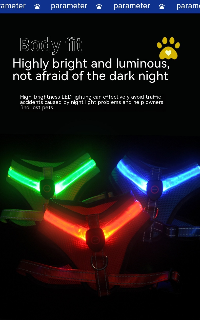 USB Charging LED Luminous Dog Harness