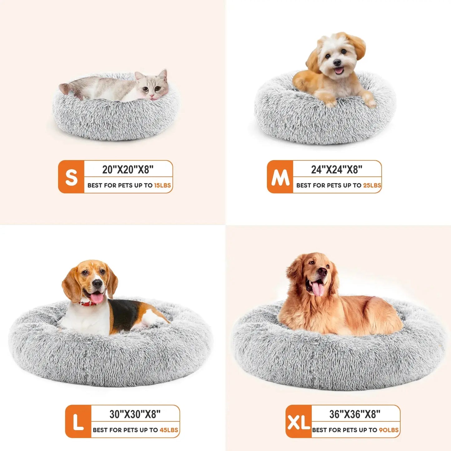 Round Fluffy Anti-Slip Cat/Dog Bed
