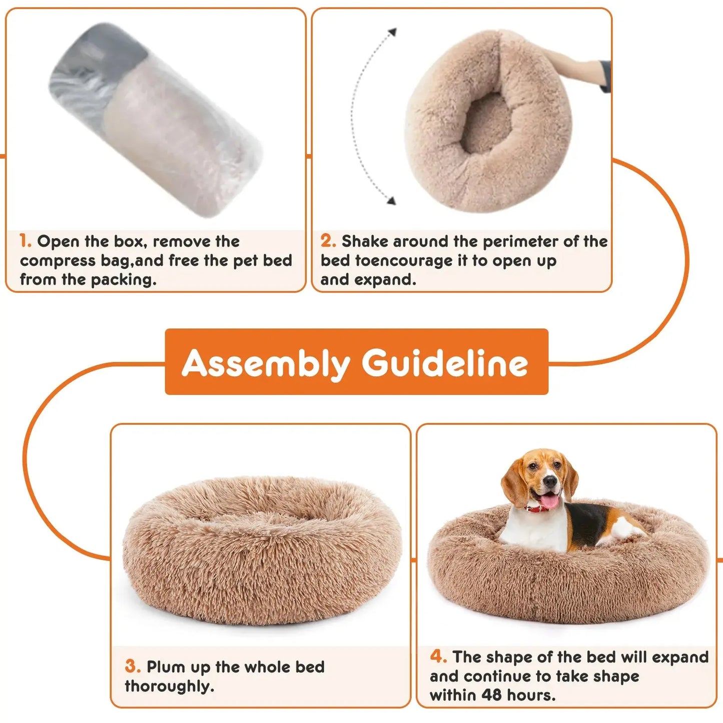 Round Fluffy Anti-Slip Cat/Dog Bed
