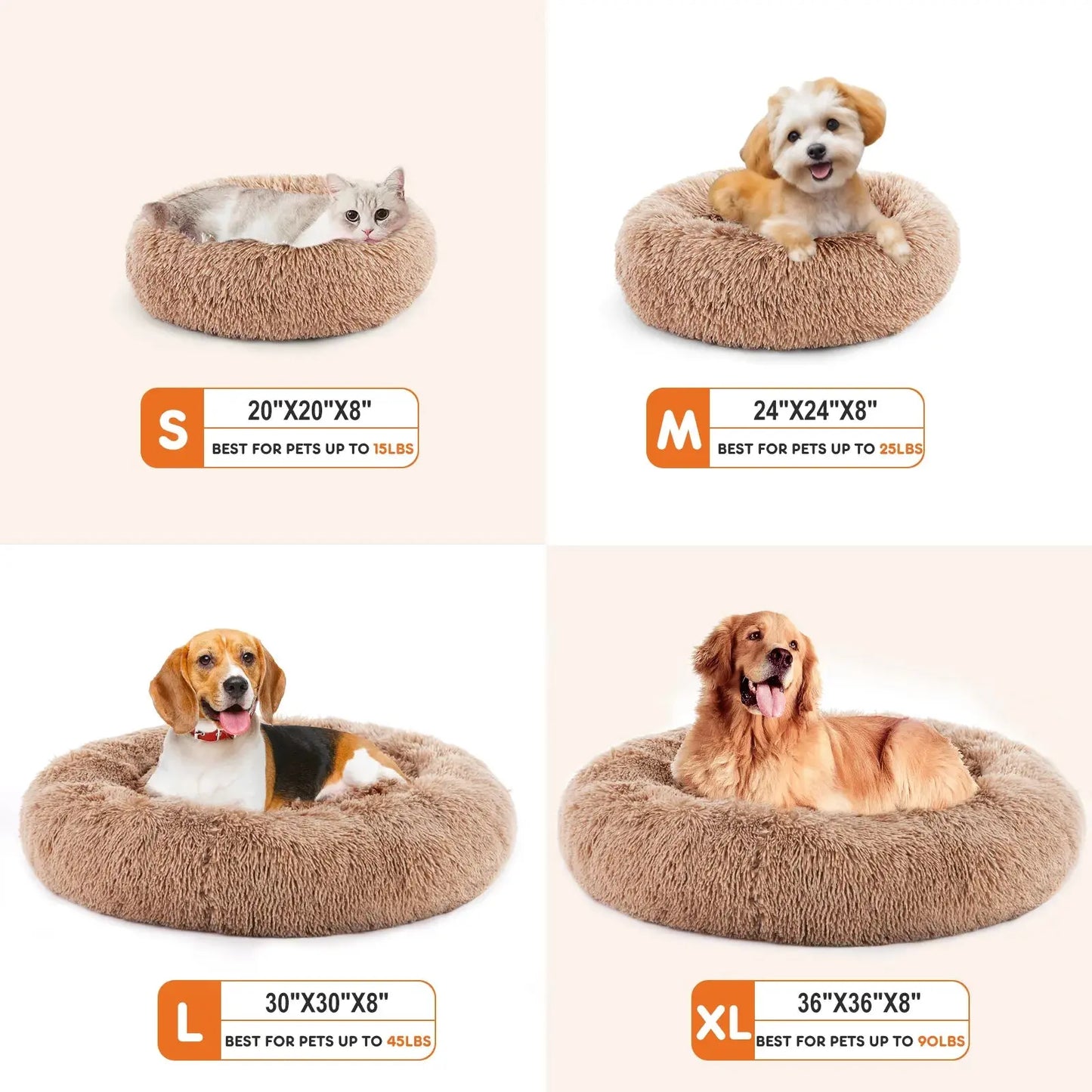 Round Fluffy Anti-Slip Cat/Dog Bed