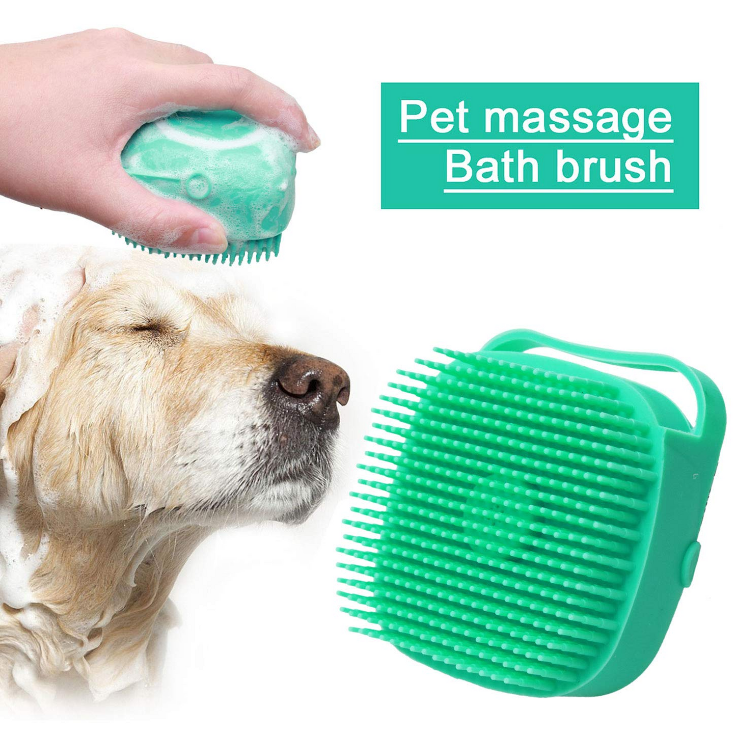 Pet Shampoo Comb Grooming Scrubber With Soft Silicone Brushes