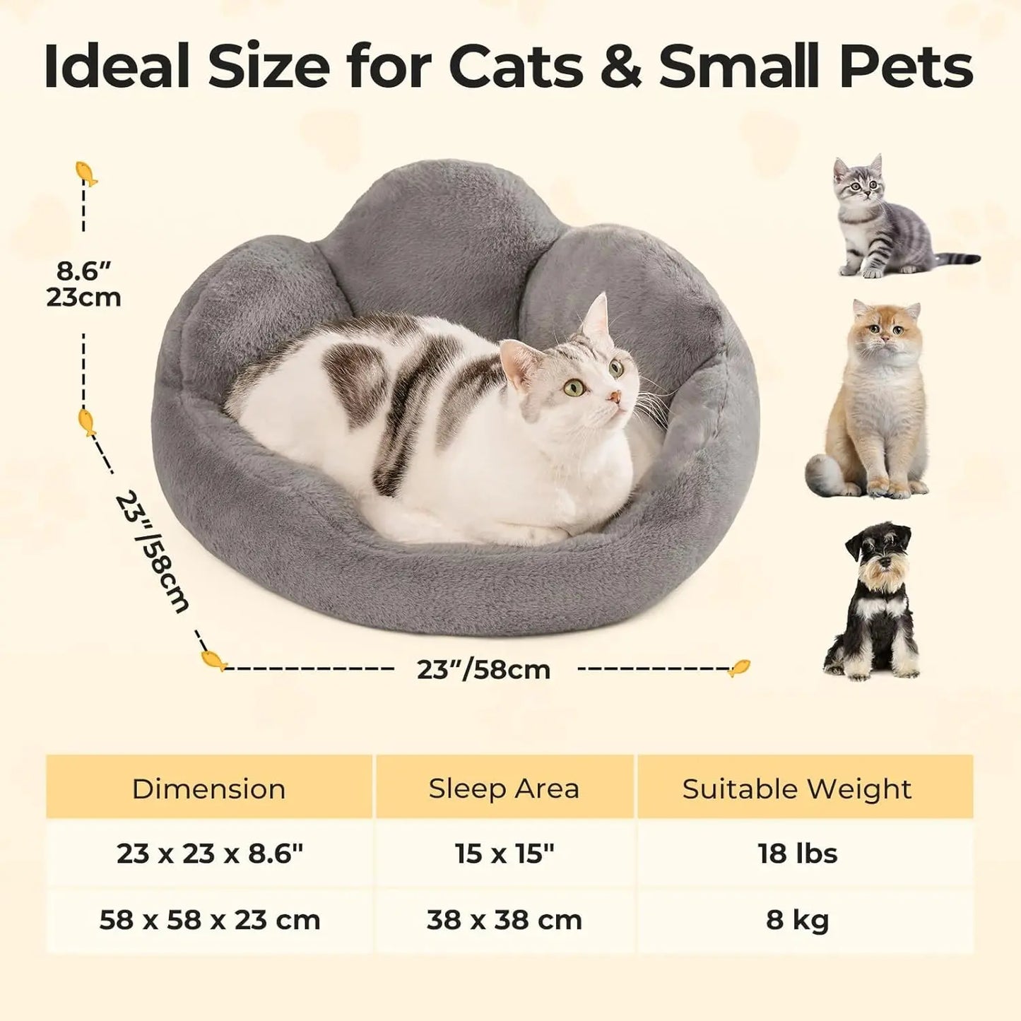 Fluffy Cat & Small Dog Bed