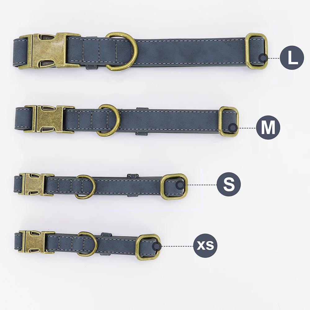 Adjustable PU Leather Dog Collar & Leash Set