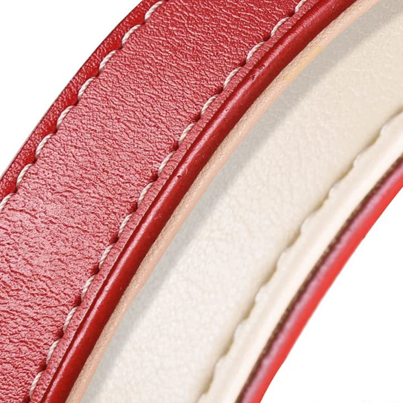 Genuine Leather Dog Collar – Soft Padded, Red