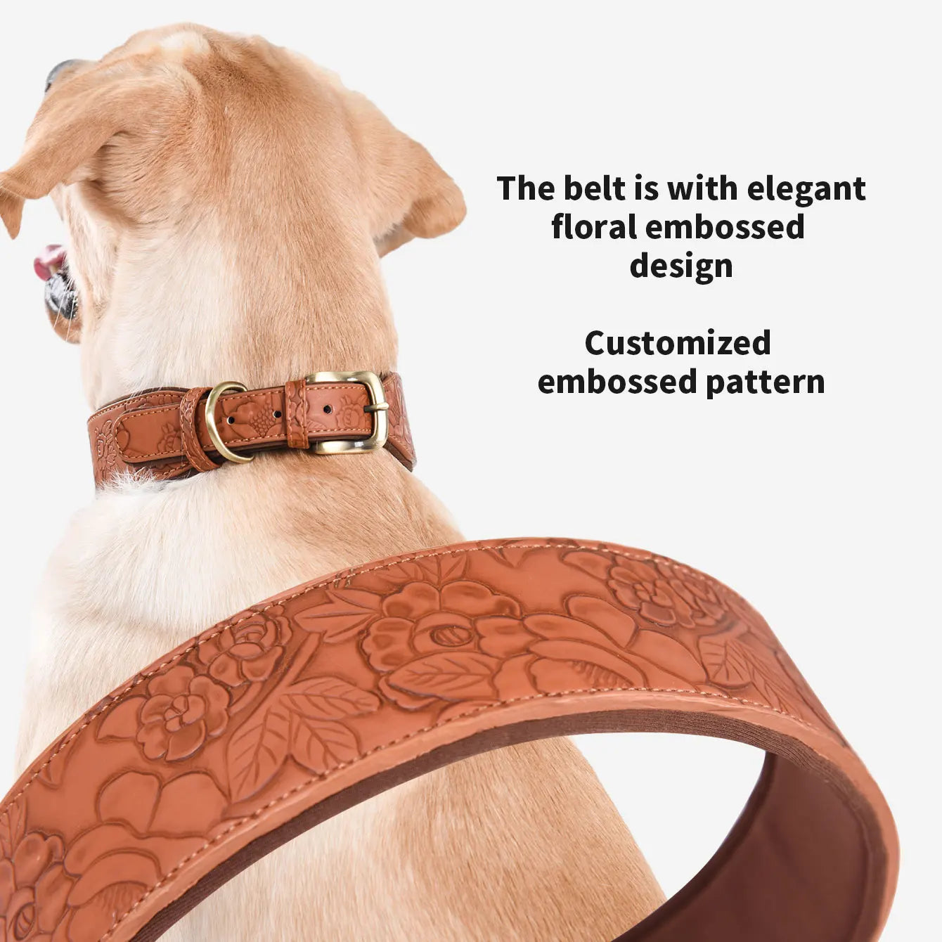 Embossed Leather Heavy Pet Collar
