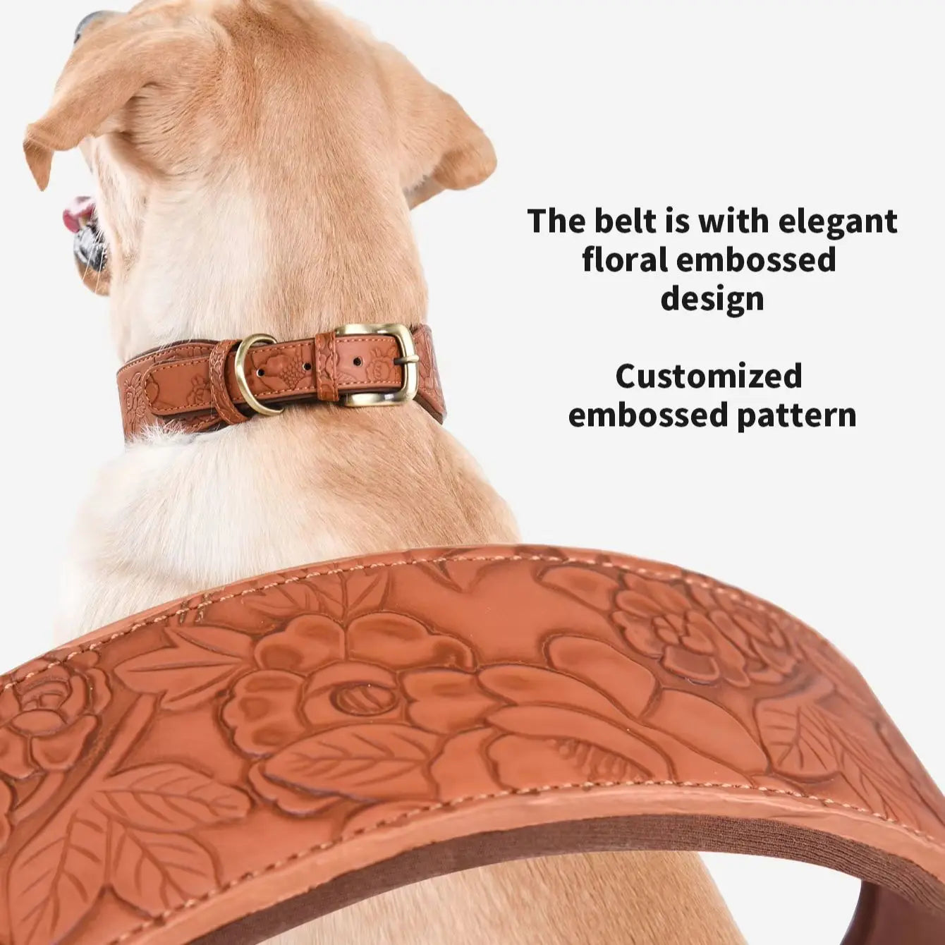 Embossed Leather Heavy Pet Collar