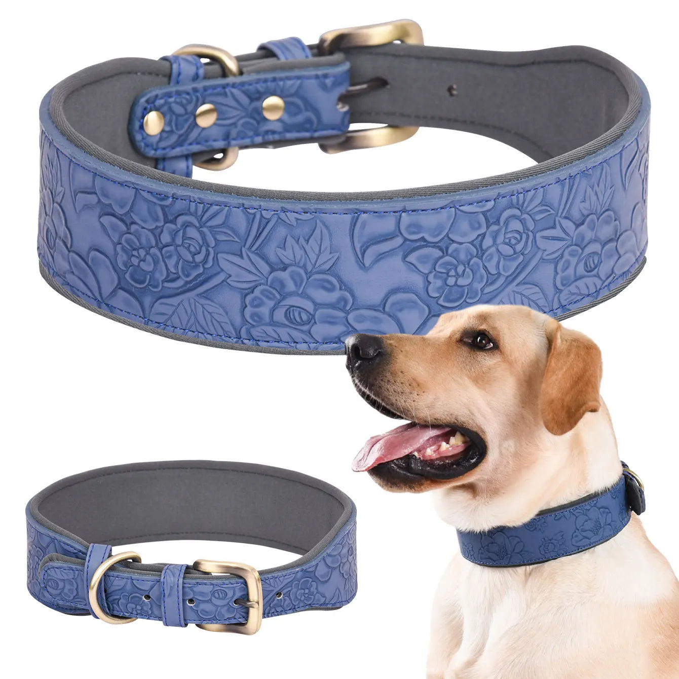 Embossed Leather Heavy Pet Collar