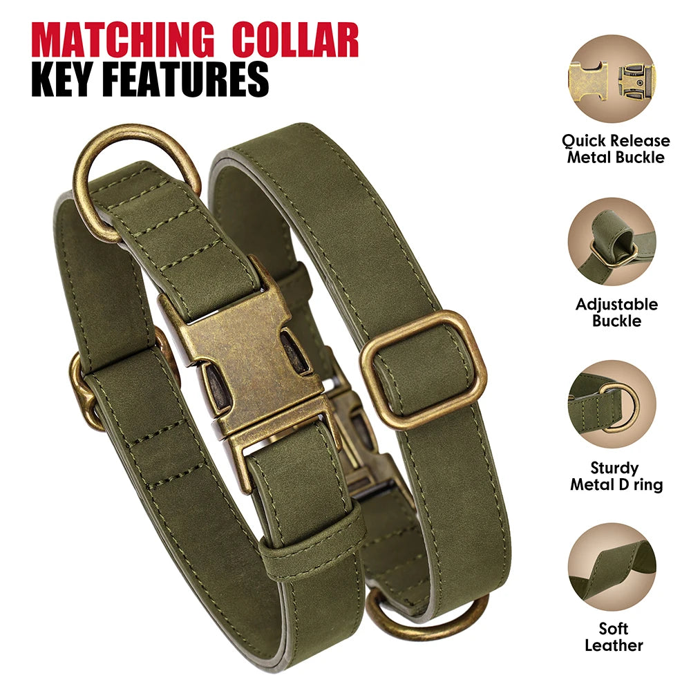 Adjustable PU Leather Dog Collar & Leash Set