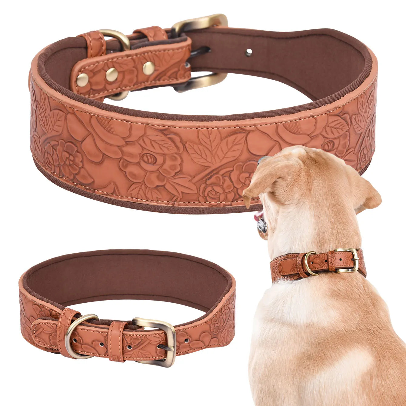 Embossed Leather Heavy Pet Collar