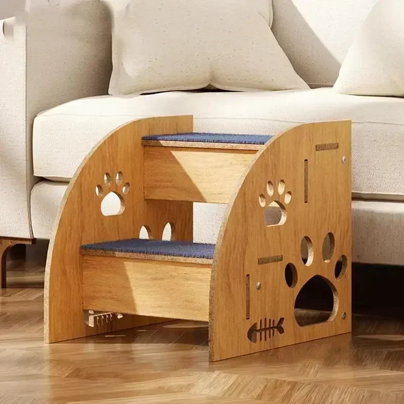 Non-Slip Wooden Pet Stairs for Beds and Couches
