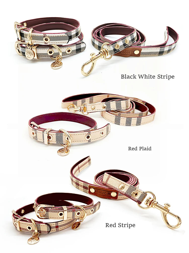 Luxury Leather Pet Collar & Leash Set