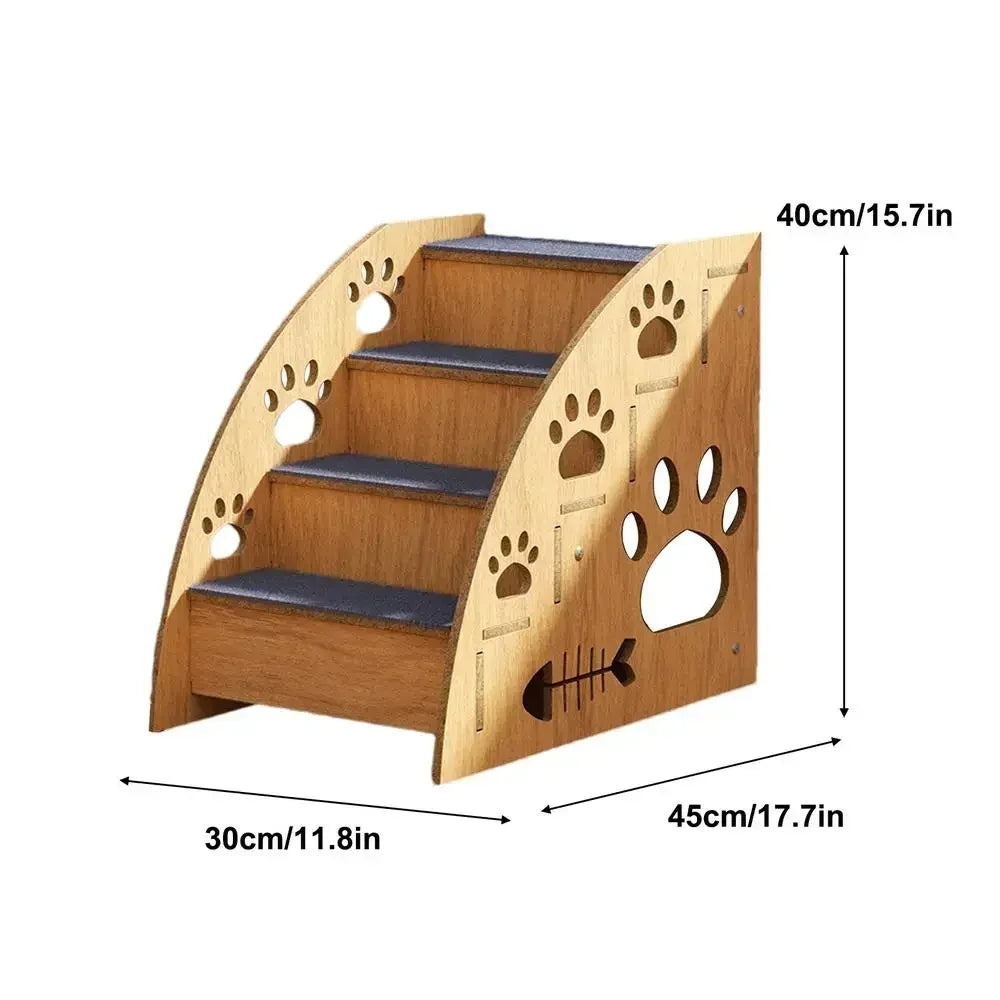 Non-Slip Wooden Pet Stairs for Beds and Couches