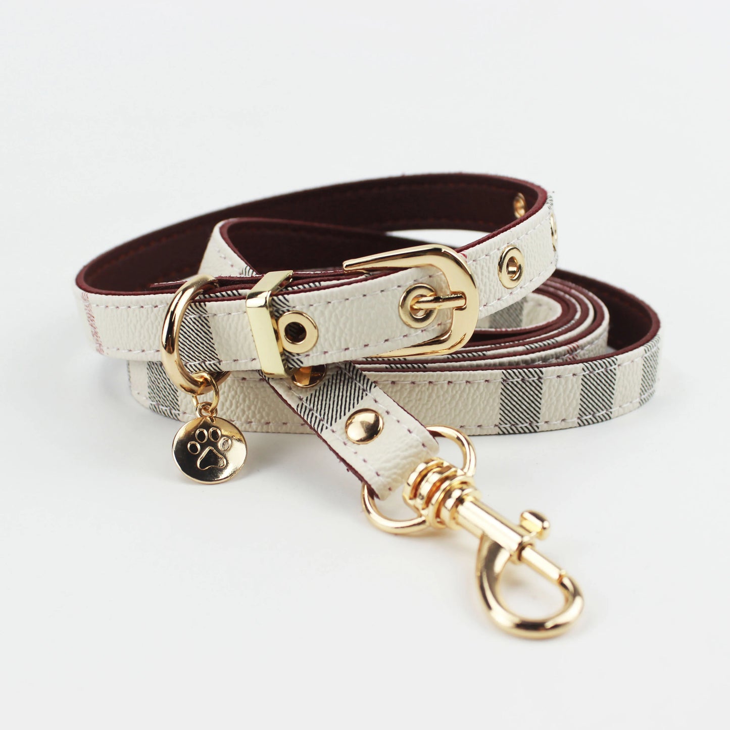 Luxury Leather Pet Collar & Leash Set