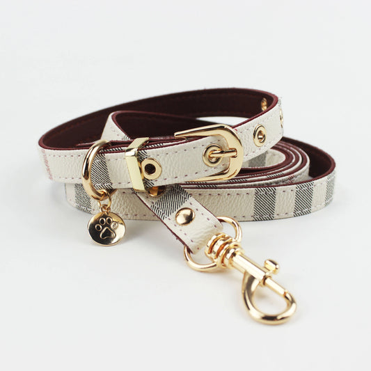 Luxury Leather Pet Collar & Leash Set