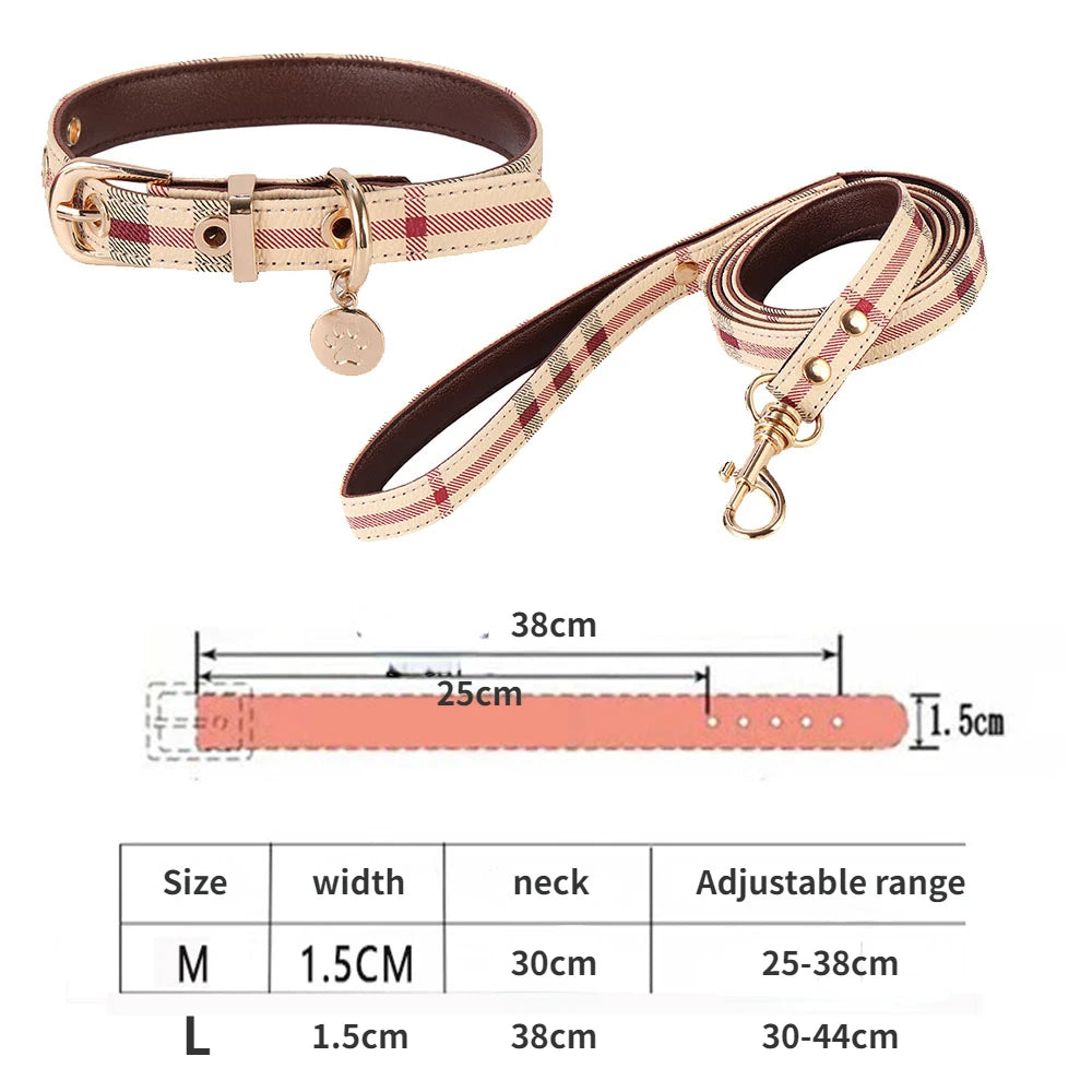 Luxury Leather Pet Collar & Leash Set