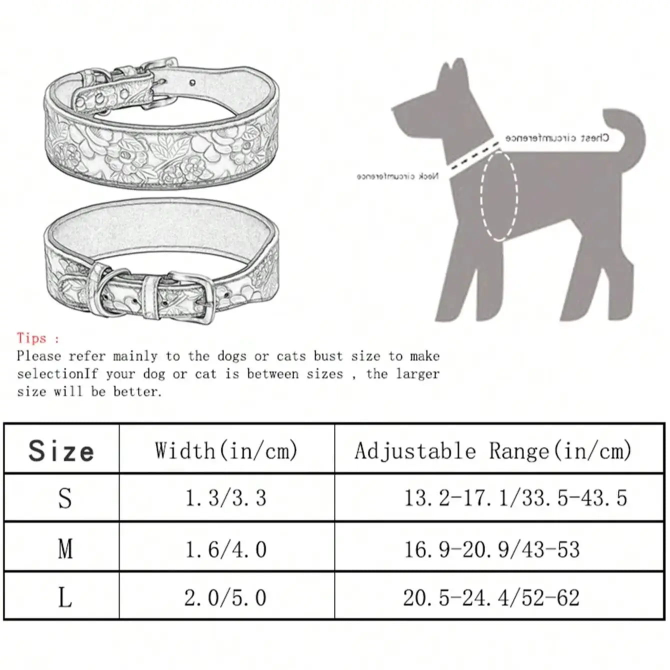 Embossed Leather Heavy Pet Collar