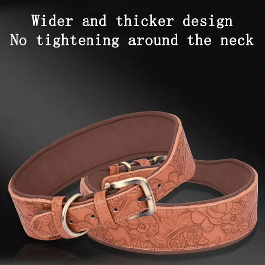 Embossed Leather Heavy Pet Collar
