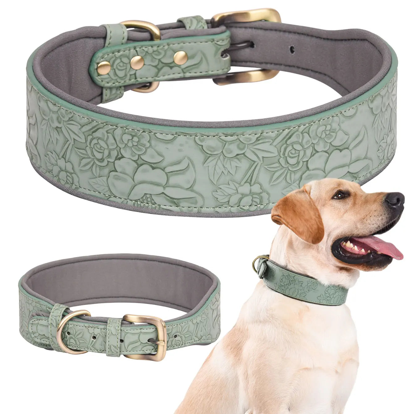 Embossed Leather Heavy Pet Collar