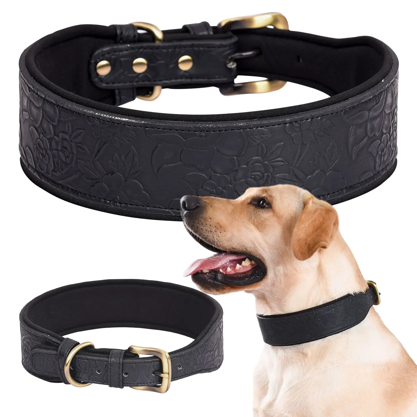 Embossed Leather Heavy Pet Collar