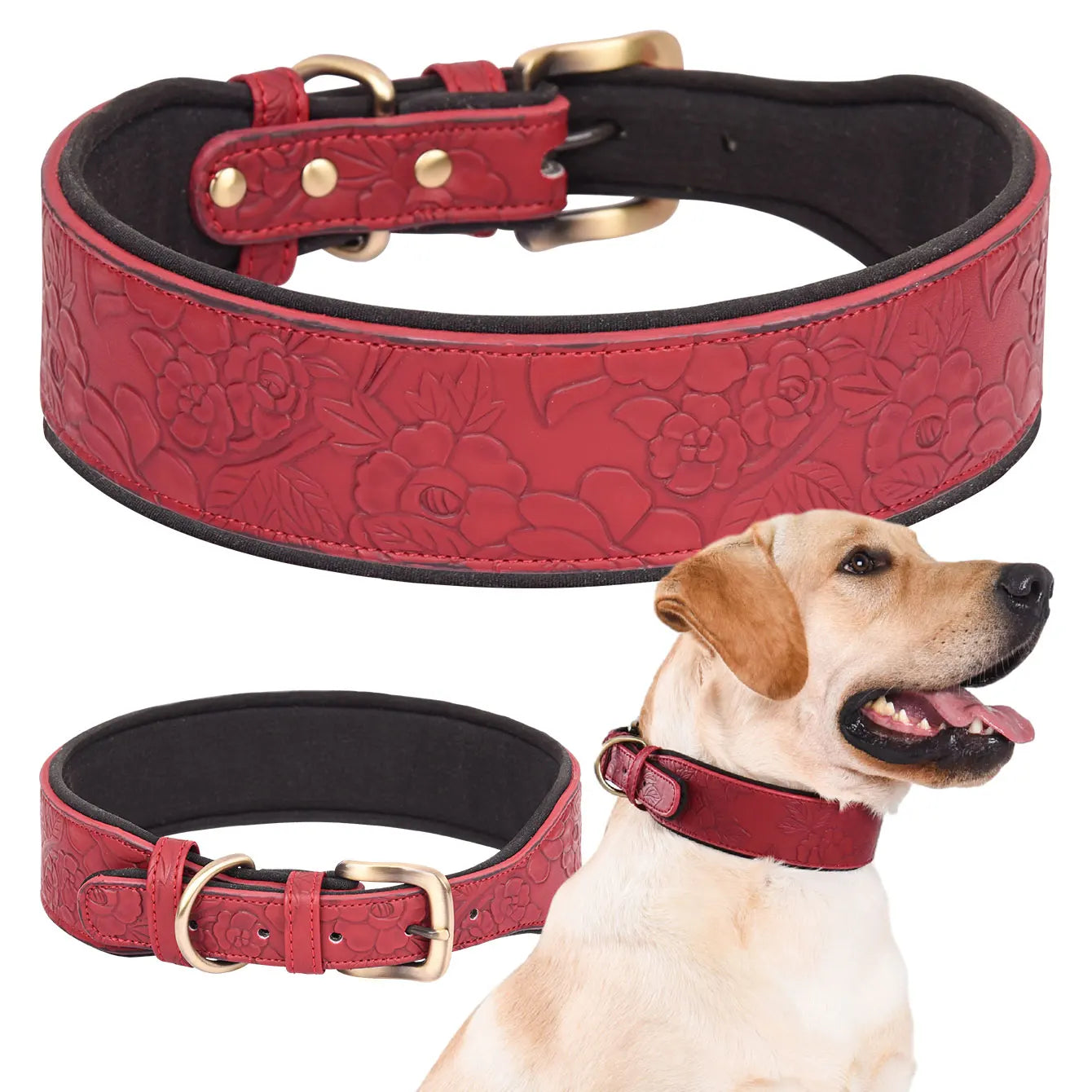 Embossed Leather Heavy Pet Collar