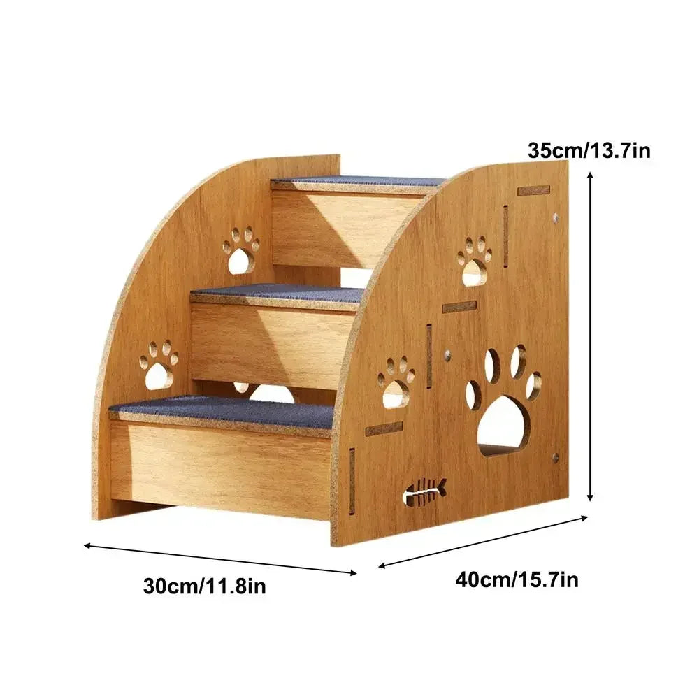 Non-Slip Wooden Pet Stairs for Beds and Couches