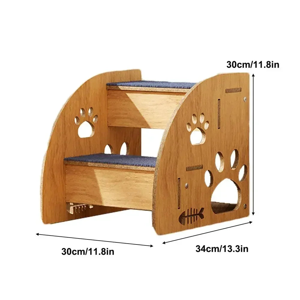 Non-Slip Wooden Pet Stairs for Beds and Couches