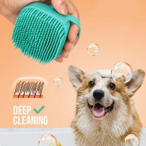 Pet Shampoo Comb Grooming Scrubber With Soft Silicone Brushes